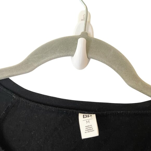 Nordstrom BP Black Blouse Top Lace Up Corset Stretch T-Shirt Crew Solid Size M - Picture 3 of 5